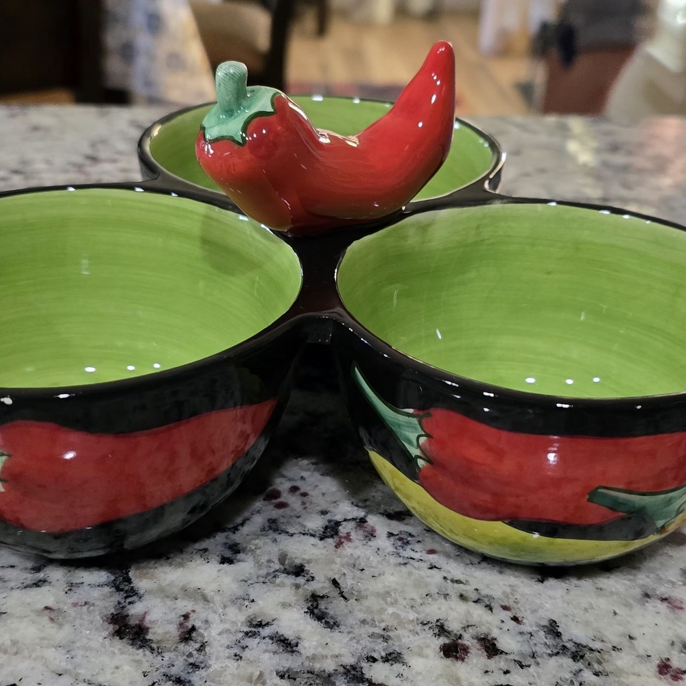 CLAY ART "CALIENTE" Divided Server Dish
